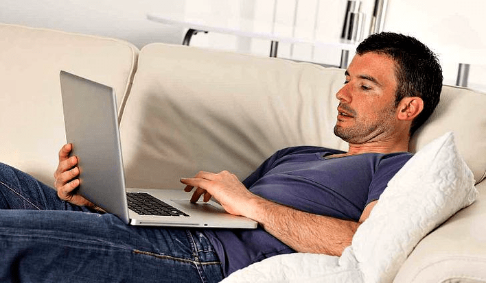 a man searches for information on penis enlargement with soda